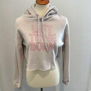 PURE BARRE LIFT TONE BURN pull over hooded crop sweatshirt